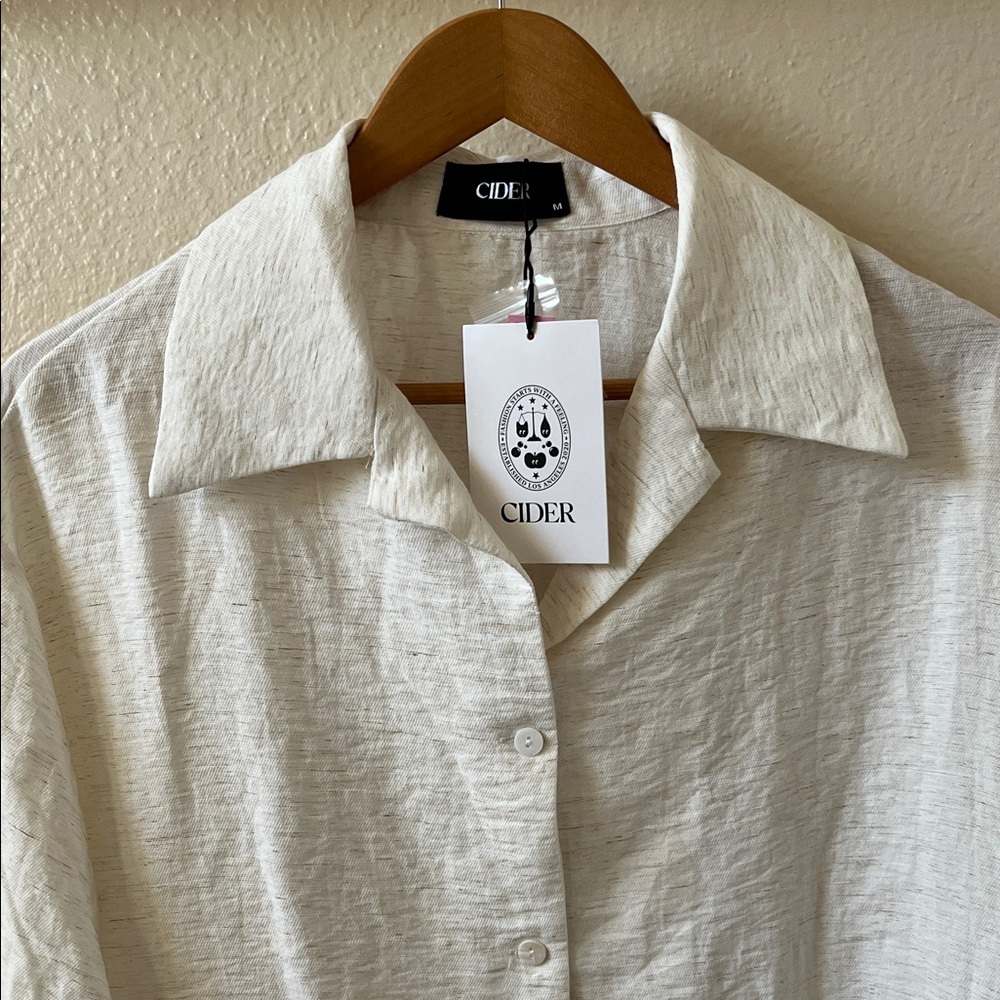 Cider Linen Blend Short Sleeve Top Size M
